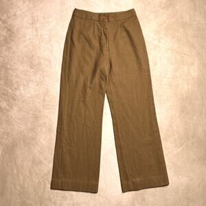 Vintage 70s Plum Blossom Chinese Wide Leg Felt Pants Brown High Rise Retro Indie